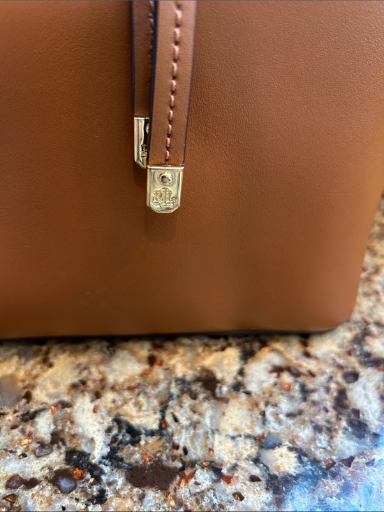 LAUREN Ralph Lauren Tan Leather Backpack with Gold Accents main image 5